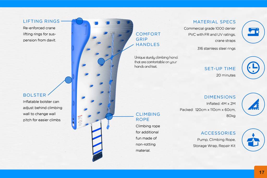 Yacht slides climbing wall