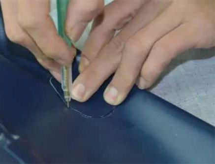 Trimming PVC patch with rounded corners